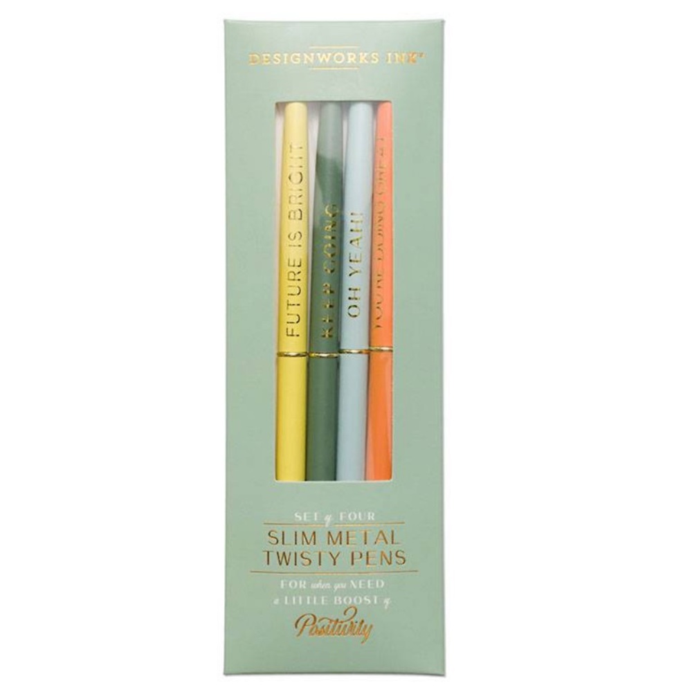 DesignWorks Ink Slim Metal Twisty Pen Set, set of 4 pens
